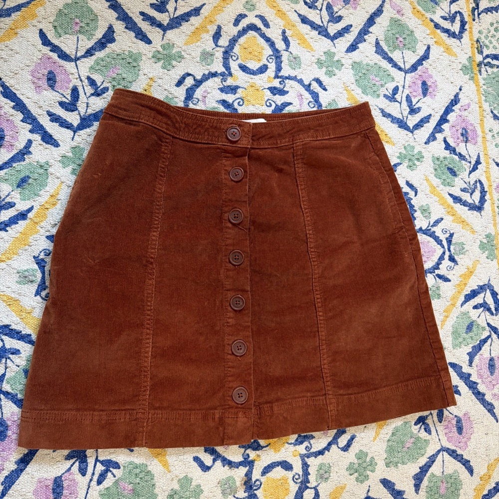 Knox Rose Corduroy Button-Front Mini Skirt Women's Size 8 Bronze Wave 90's Y2k